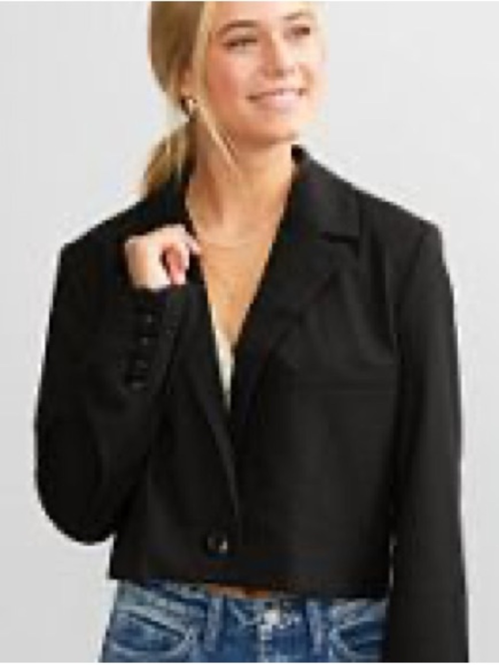 We The Free Cropped Black Blazer Jacket - Picture 2 of 10